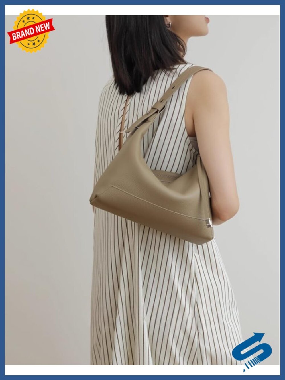 Genuine Leather Slouchy Crescent Hobo Crossbody Bag with Adjustable Strap - Picture 2 of 6